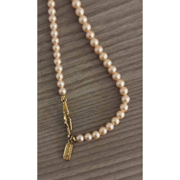 Marvella Faux Pearl Necklace With Gold-Tone Clasp & Tag Vintage Beaded Jewelry - Picture 6 of 11